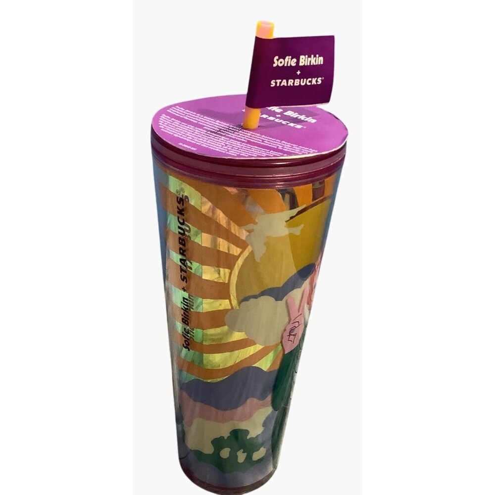 Starbucks Sofie Birkin Tumbler 2024 Colorful Cup Lid & Straw  24 Oz - Picture 3 of 6